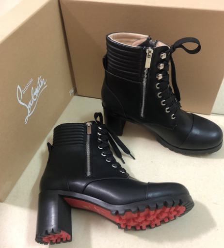 Christian Louboutin En Hiver Bottes de Cheville de 70mm cuir de Veau Noir
