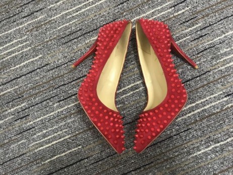 Christian Louboutin Pigalle Spikes Pompes 100mm Veau Velours Rouge