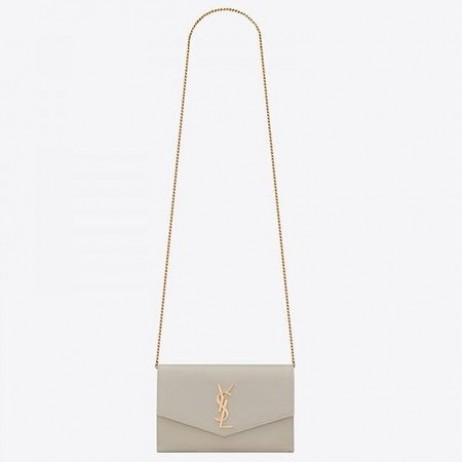 Saint Laurent WOC Uptown de la Chaîne porte-monnaie en Cuir Blanc