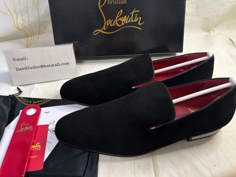 Christian Louboutin Dandyrocks Mocassins En Velours Noir Christian Louboutin Chaussures De