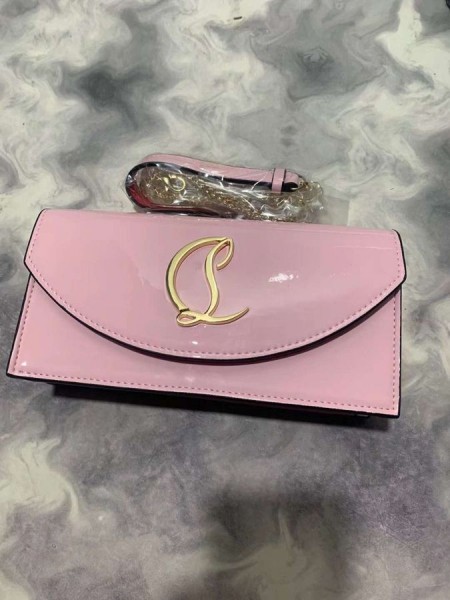 Christian Louboutin Loubi54 Embrayage En Cuir Verni Rose Christian Louboutin Sacs