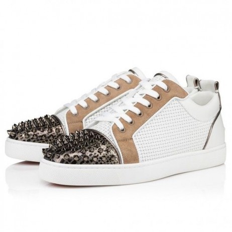 Christian Louboutin Louis Junior Spikes Sneakers En Cuir De Veau Multicolore Chaussures Christian Louboutin