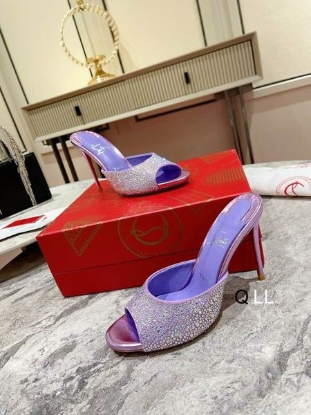 Christian Louboutin Moi Dolly Strass Pompes 100 mm Daim Strass Embelli Lilas