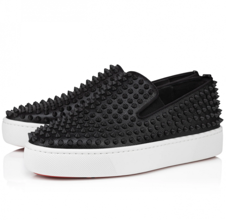 Christian Louboutin Spikeboat Sneaker Alpin Noir En Cuir