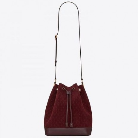 Saint Laurent Monogramme Tous Les Cours Sac Seau Bordeaux Suede Saint Laurent Sacs