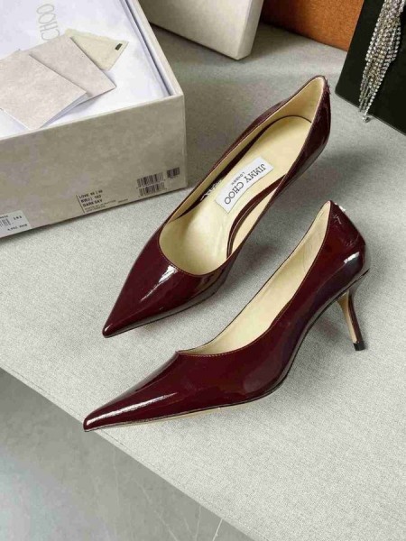Jimmy Choo Amour 65 Bourgogne en Cuir de Veau Pompes JC Emblème