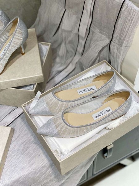 Jimmy Choo Aime Paillettes Tissu Appartements Superposition De Tulle Argent