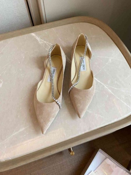 Jimmy Choo trude Cristal de la Chaîne d'Daim Nude