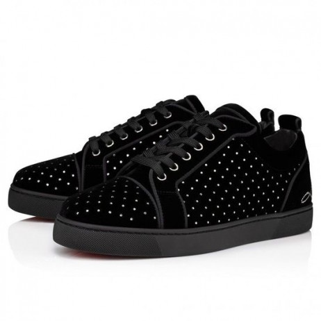 Christian Louboutin Amusant Louis Junior Prune Strass Baskets Noir Chaussures Christian Louboutin