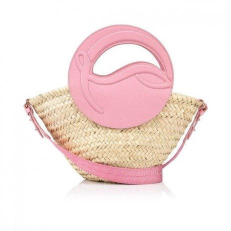 Christian Louboutin Biloumoon Panier Petit Panier Raphia Et Cuir De Veau Calipso