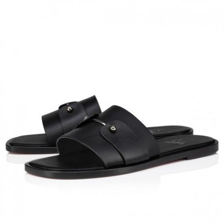 Christian Louboutin Chambelimule Mules en Cuir de Veau Noir CL Chaussures