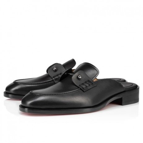 Christian Louboutin Chambeluss Mules en Cuir de Veau Noir CL Chaussures