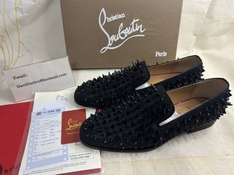 Christian Louboutin Dandy Pik Pik Flat Spikes Mocassins Noir Chaussures de CL