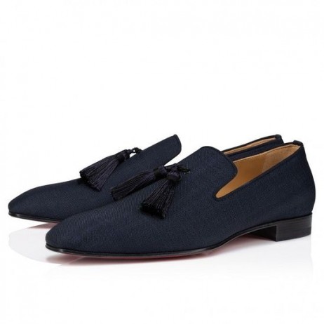 Christian Louboutin Officialito Mocassins Smart Tissu Marine CL Chaussures