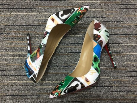 Christian Louboutin Pigalle Pompes 100mm Cuir verni Collage Multi