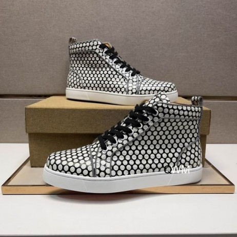 Christian Louboutin Rantus Orlato Flat High-top Sneakers Pois Noir Blanc