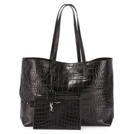 Saint Laurent Noir Crocodile En Relief Shopping Tote Saint Laurent Sacs