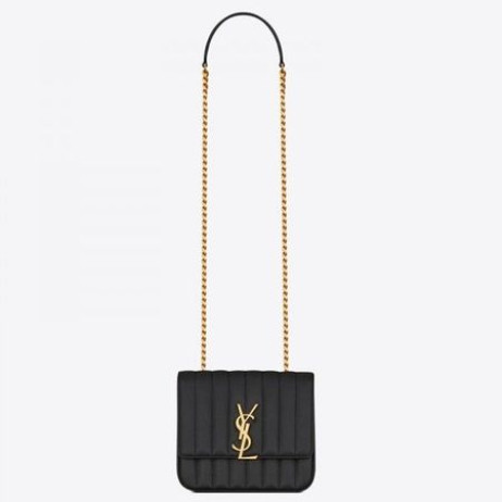 Saint Laurent Moyen Vicky Sac Noir En Cuir Grainé Saint Laurent Sacs