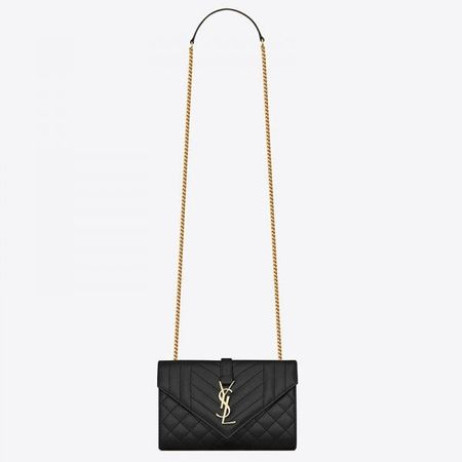 Saint Laurent Petite Enveloppe Sac Noir En Cuir Grainé Saint Laurent Sacs