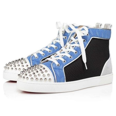 Christian Louboutin High-top Lou Spikes Orlato Version Tissu Multi Sneaker