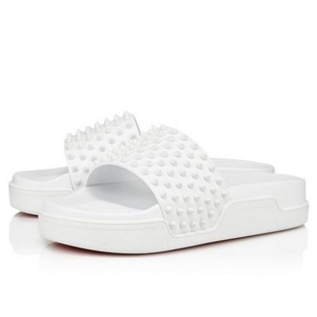 Christian Louboutin Piscine Plaisir des Hommes Bianco/blanc Mat Sandale en Cuir