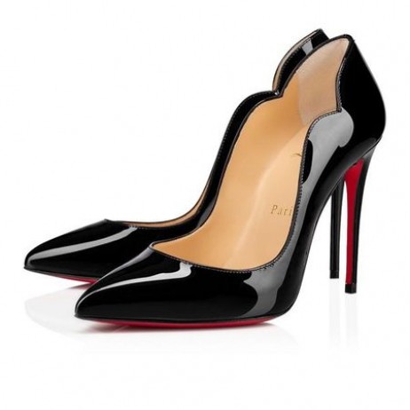 Christian Louboutin Pompes de Poussin Chaud 100 mm verni Noir veau