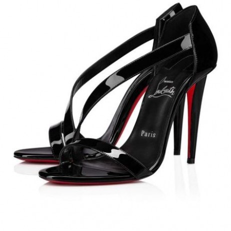 Christian Louboutin Sandale Astridal 100 mm Noir/lin Noir de Brevet
