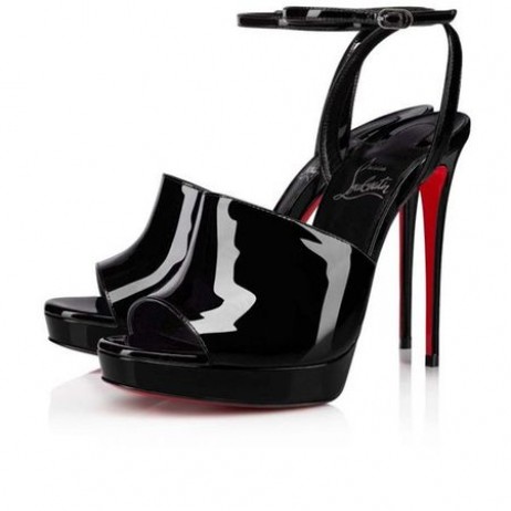 Christian Louboutin Sandale Miradona 120 mm Noir/lin verni Noir Veau