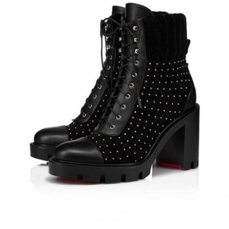 Christian Louboutin Spikita Booty Dakita Lug 70 mm Noir/nickel Veau Chaussures