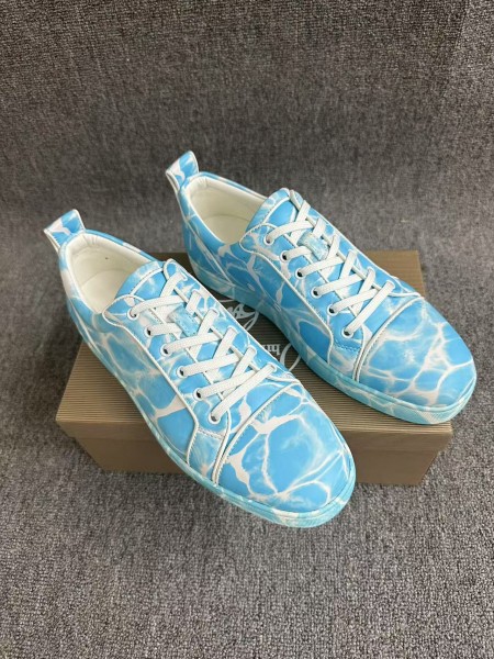 Christian Louboutin Louis Junior Sneakers Swimming Pool Satin Blue