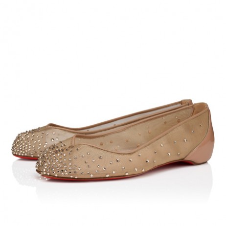 Christian Louboutin Marlougiela Strass Ballerinas Mesh And Patent Calf Leather Blush