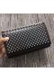 Christian Louboutin Paloma Embrayage en Cuir de Veau et Silver Spikes Noir
