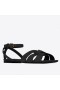 Saint Laurent Tribute Sandales Plates En Cuir Noir Saint Laurent Chaussures