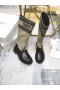 Dior D-Les Grandes Femmes De La Cheville Boot Taupe En Tissu Noir Cuir De Veau