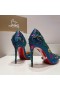 Christian Louboutin Brodiriza Agrémentée d'orsay Pompes 100mm Satin Bleu