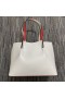 Christian Louboutin Cabarock Shopper Tote Jurassique Picots En Relief En Cuir De Veau Blanc