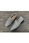 Christian Louboutin Dandy Pik Pik Flat Loafers Spikes Glitter Cuir Argent