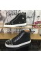 Christian Louboutin Lou Spikes Orlato High-top Sneakers en Nubuck Et Cuir Noir Blanc