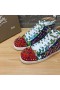 Christian Louboutin Louis Spikes High-top Sneakers en Daim Et Cuir Multicolore