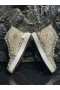 Christian Louboutin Mixkeoshell Plat High-top Femmes Baskets Crampons et Strass Argent Or
