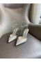 Jimmy Choo Saeda 85mm Pompes de Paillettes Tissu Embellissement en Cristal d'Argent d'Or