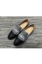 Christian Louboutin Marine Mocassins Spooky Tissu et Cuir de Veau Noir Gris