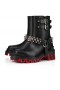 Christian Louboutin Dune Moto Low Boots en Cuir de Veau Noir CL Bottes