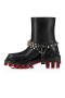 Christian Louboutin Dune Moto Low Boots en Cuir de Veau Noir CL Bottes