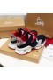 Christian Louboutin Red Runner Plat Baskets En Néoprène Brevet De Paillettes Humide Multi