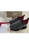 Christian Louboutin Spike Chaussette Baskets En Néoprène Noir Argent Pointes