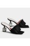 Roger Vivier Cube Strass Talon Mules En Satin Noir