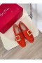 Roger Vivier Doux Boucle En Métal Mocassins En Daim Orange