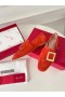 Roger Vivier Doux Boucle En Métal Mocassins En Daim Orange