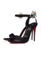 Christian Louboutin Sandale Goldie Joli 100 mm Noir/lin Noire en Crêpe de Satin